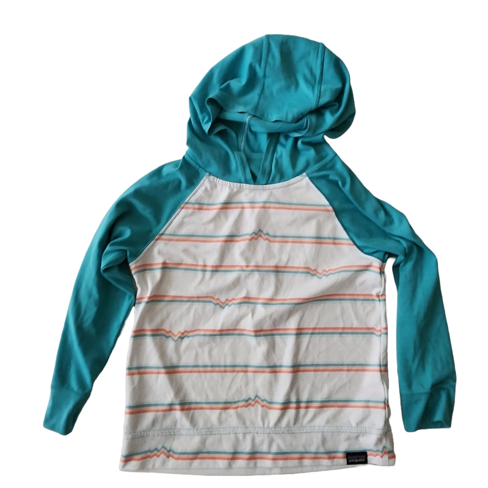 Patagonia Kids Sun UPF Hoodie - Teal and White